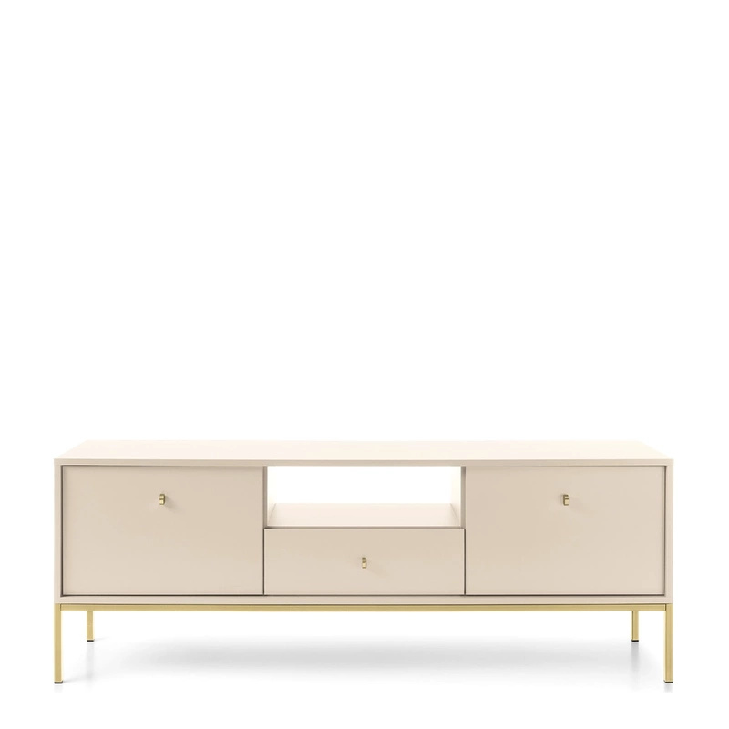 Szafka RTV nowoczesna na nóżkach MONTI beż złoty