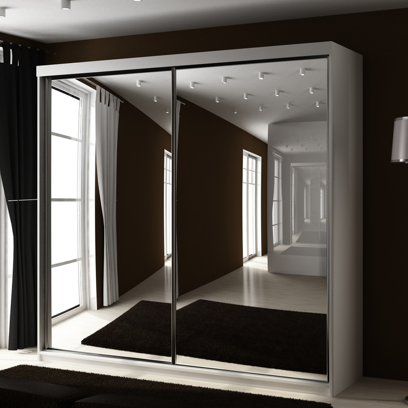 Szafa z lustrem 200 cm dwudrzwiowa przesuwna biały TARO