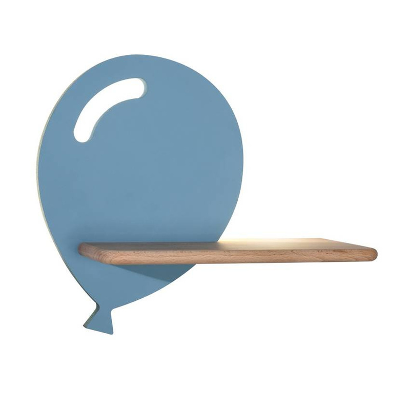 Niebieski kinkiet z półką LED do pokoju dziecka BALLOON MDF drewno