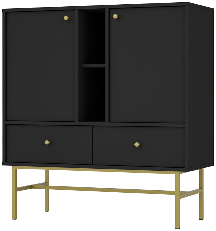 Czarna komoda z drzwiami i szufladami do salonu 100 cm TOKEN