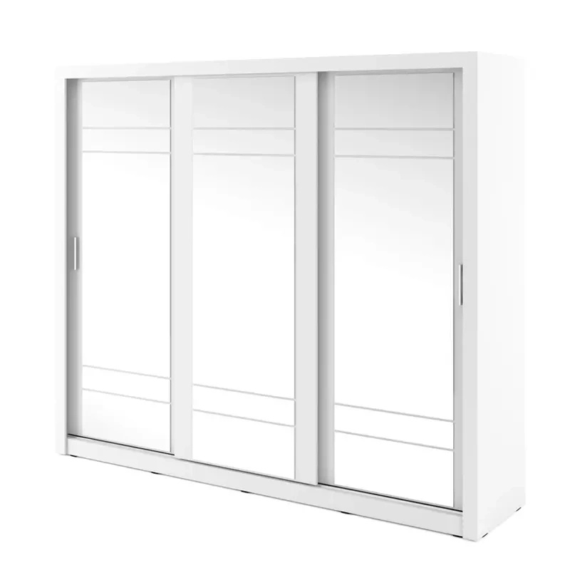 Biała szafa przesuwna 250 cm z lustrem szuflady półki ARTI