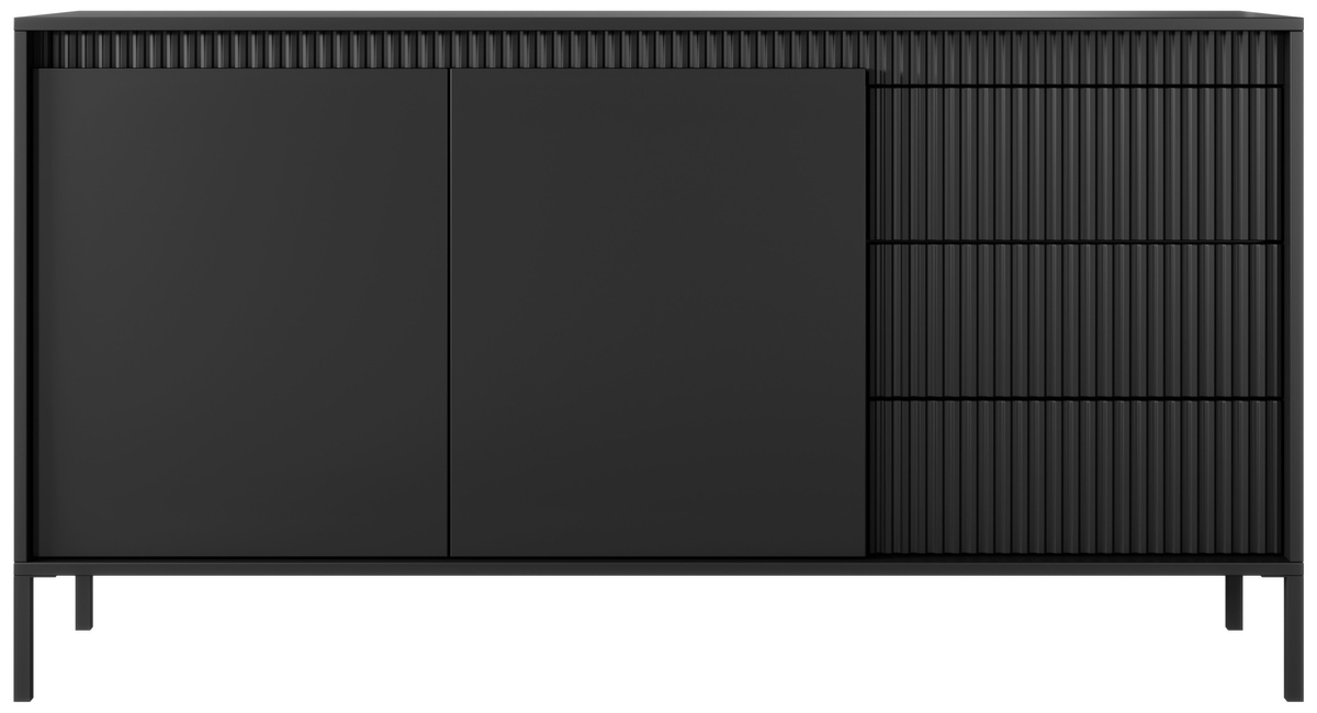 Dwudrzwiowa czarna komoda z szufladami 153,5 cm SAREVO