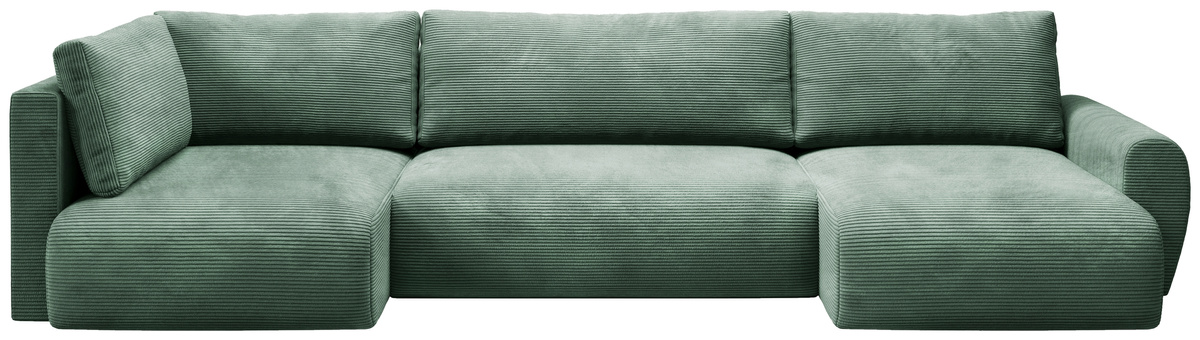 Szary narożnik w kształcie U do salonu nowoczesny z funkcją spania sztruksowy PATI MAXI