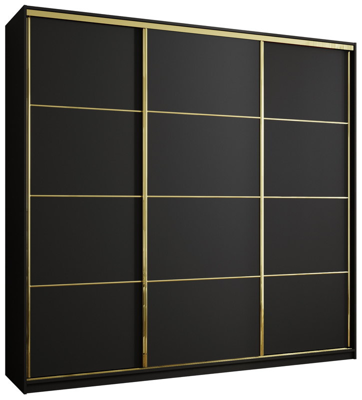 Czarna szafa przesuwna 250 cm GOLD NEW MAX glamour
