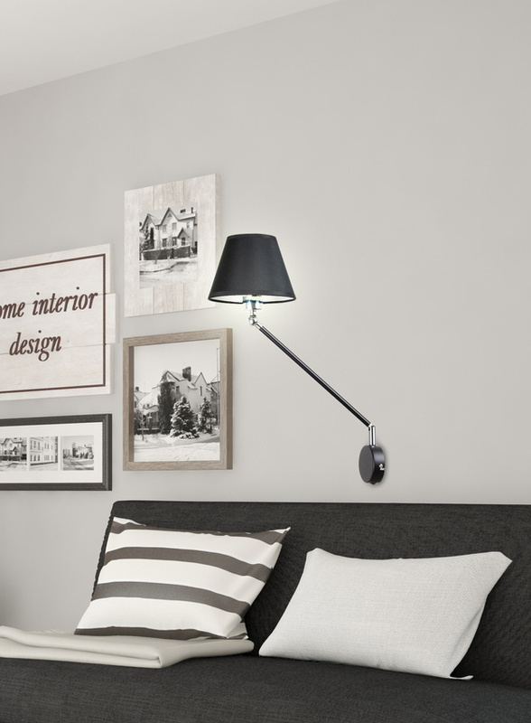 Czarny kinkiet ścienny metalowy 1xE27 do salonu obrotowy