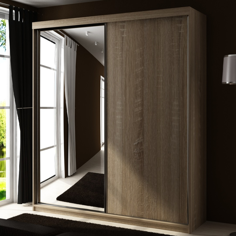 Szafa 150 cm przesuwna z lustrem do przedpokoju dąb sonoma TARO