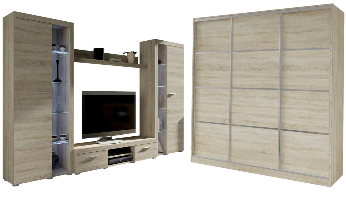 Meblościanka do salonu SAMBA BIG Szafa przesuwna 200 cm TOP