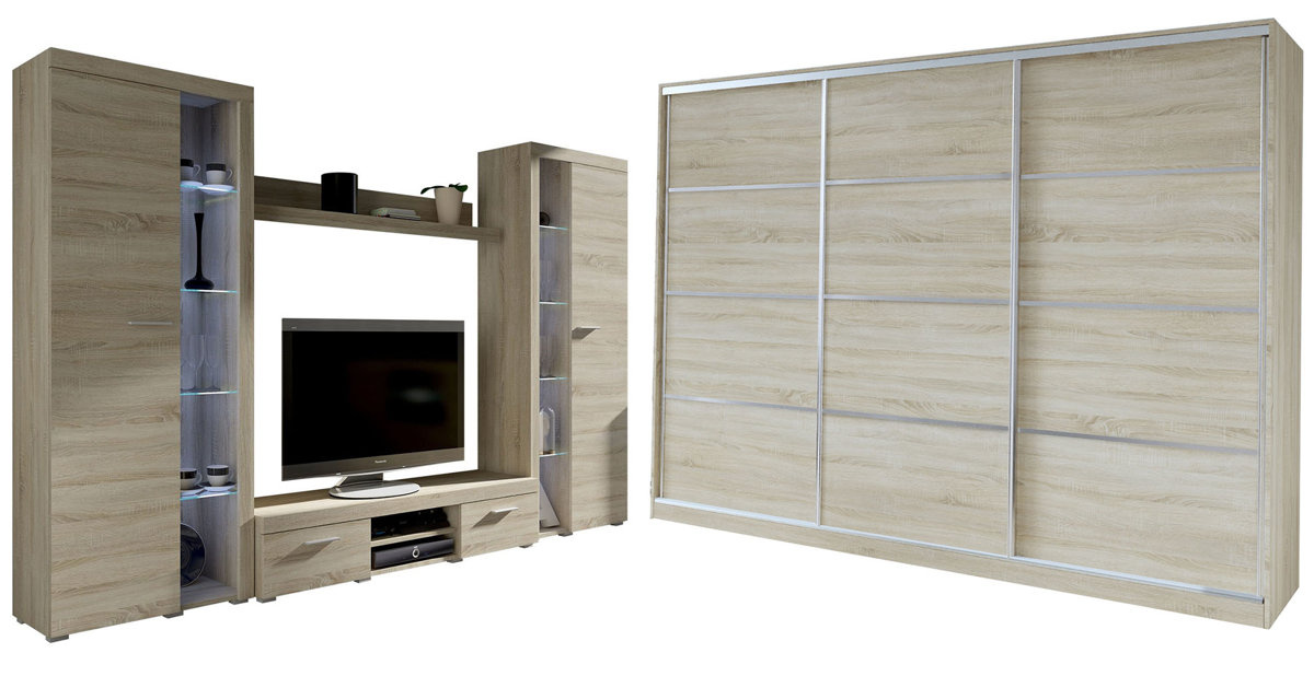 Meblościanka do salonu SAMBA BIG Szafa przesuwna 250 cm TOP