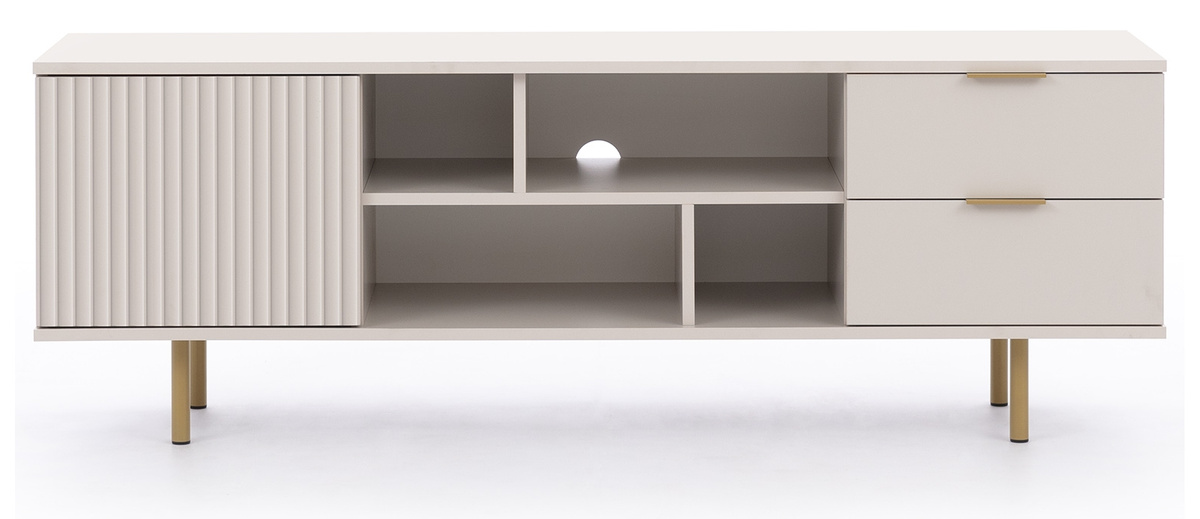 Nowoczesna szafka RTV ryflowana 150 cm NAMASTE kaszmir