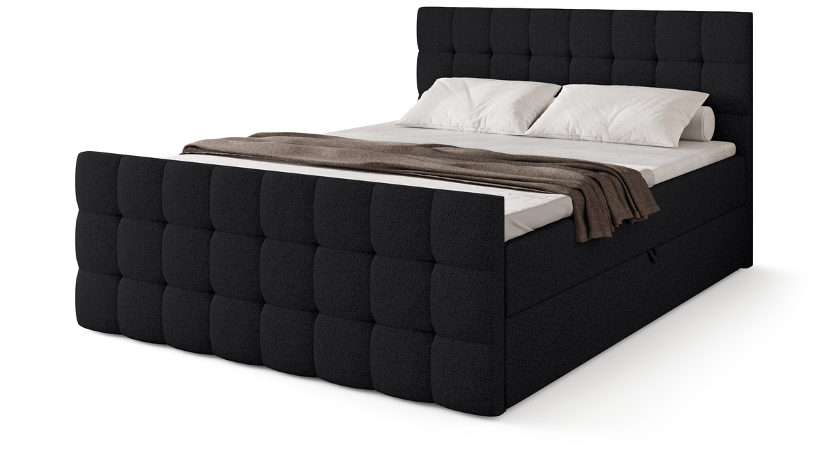 Czarne łóżko sypialniane 180x200 z pojemnikiem DAKOTA DUO
