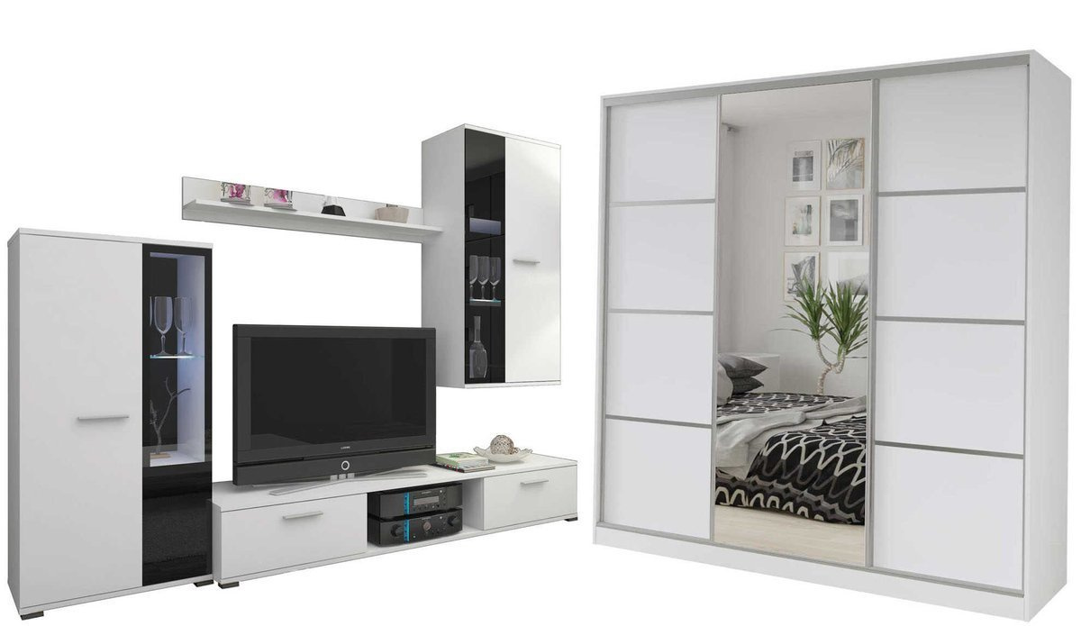 Meblościanka i szafa przesuwna 200 cm z lustrem TOP