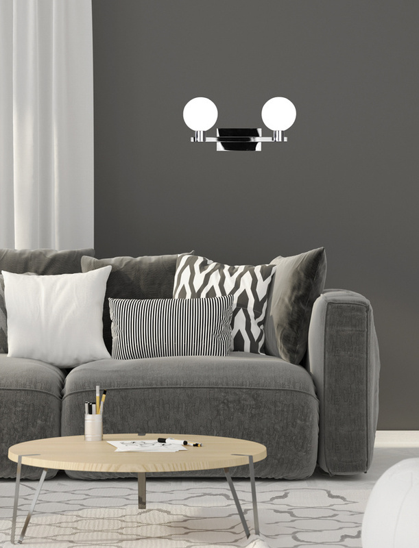 Biały kinkiet ścienny 2-punktowy do salonu MALDUS szkło chrom