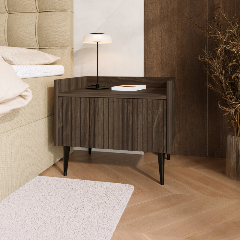 Nowoczesna szafka nocna do sypialni orzech 52 cm ASPERO