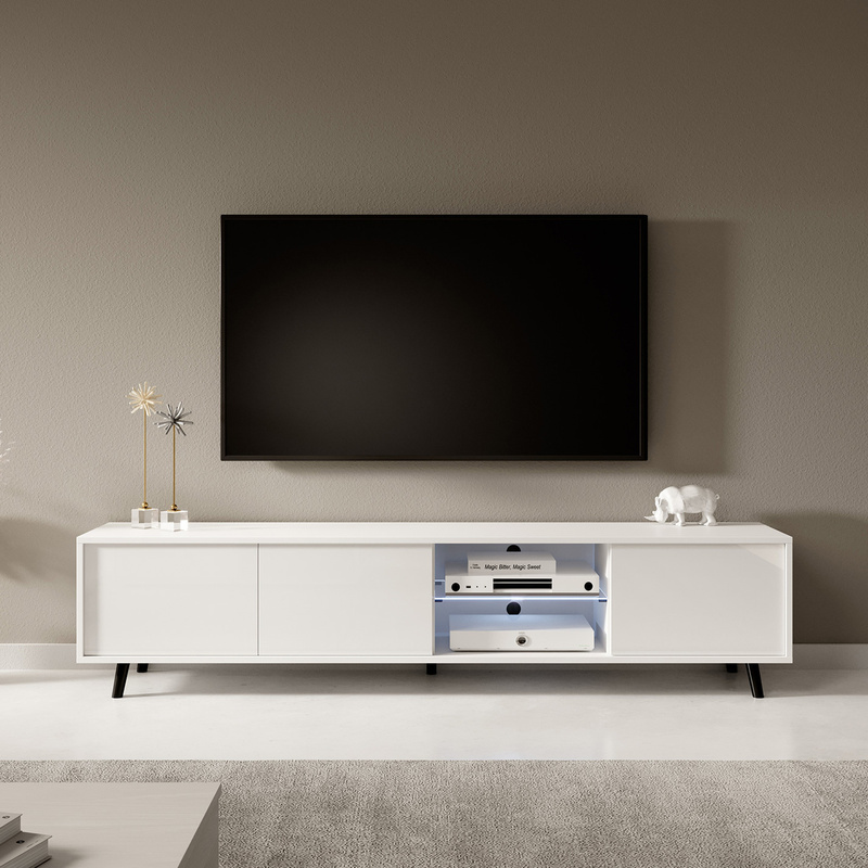 Szafka RTV do salonu 175 cm LIRIA biały połysk