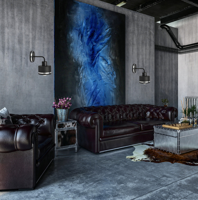 Czarny kinkiet ścienny metalowy do salonu WAMA 1xE27 IP20