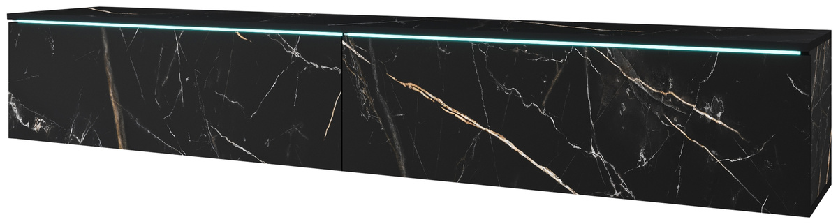 Czarna wisząca szafka RTV 180 cm podwieszana BROMI