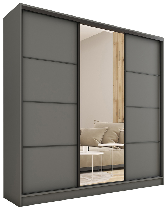 Trzydrzwiowa szafa przesuwna z lustrem do sypialni 180 cm LOFT