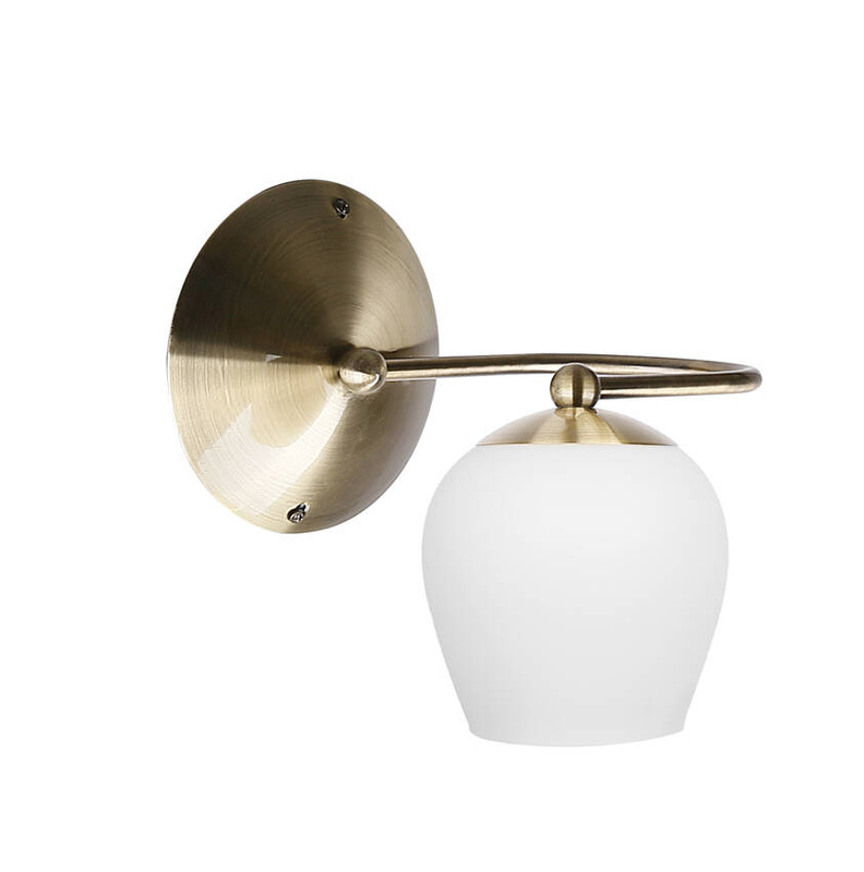 Patynowy kinkiet ścienny z kloszem biały do salonu SERANO 1-punktowy