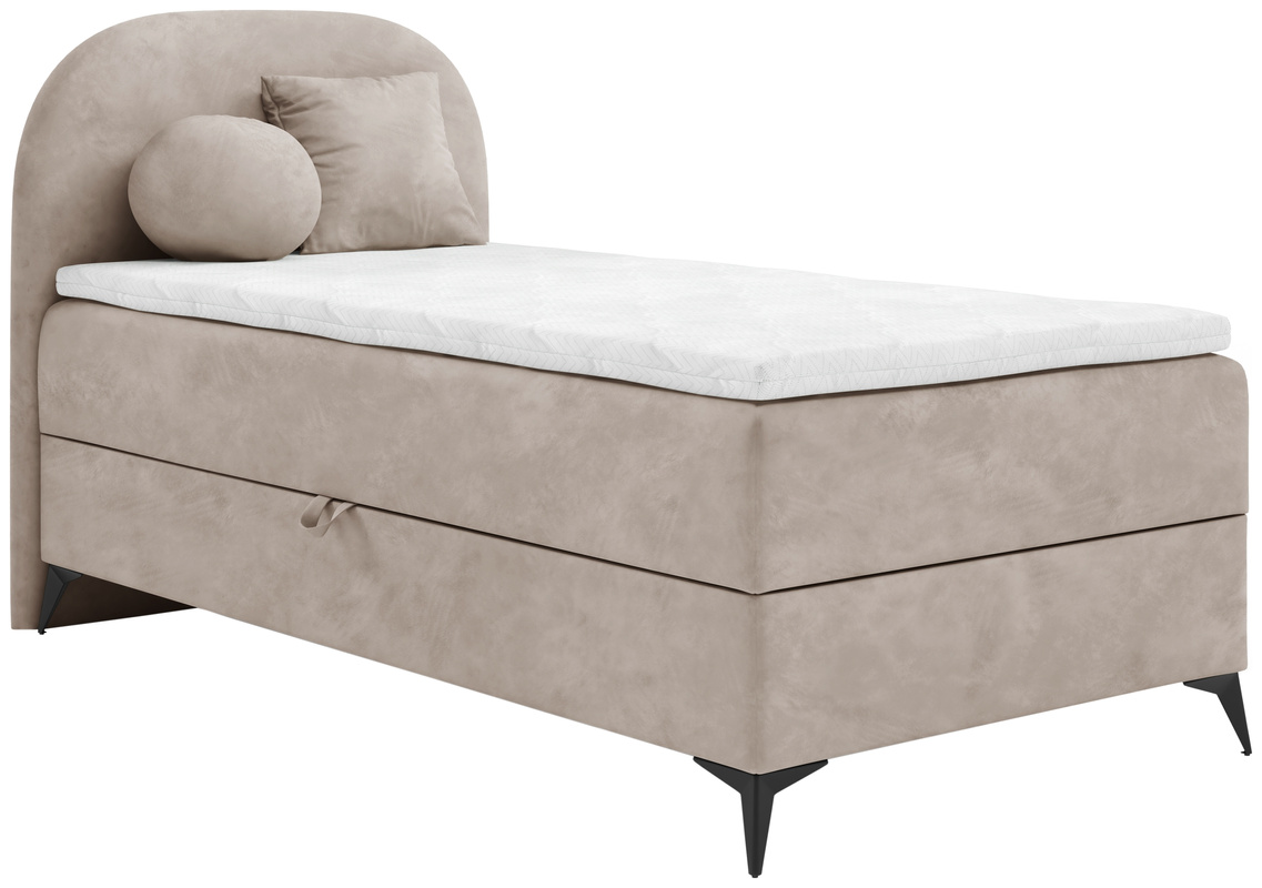 Kontynentalne łóżko 80x200 cm dla dzieci z pojemnikiem tapicerowane SERENO