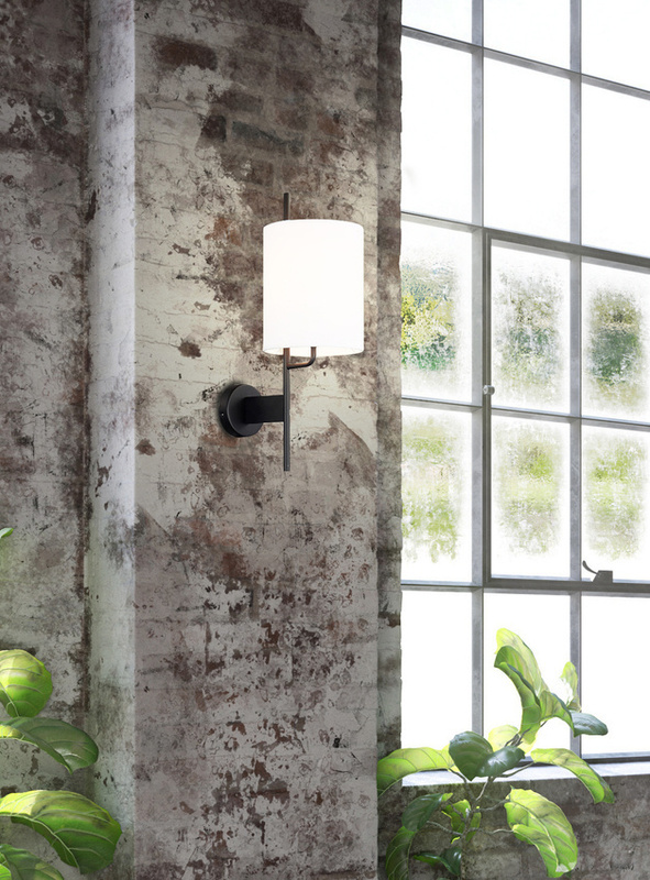 Czarny kinkiet ścienny z abażurem do salonu TOKYO metalowo-tkaninowy