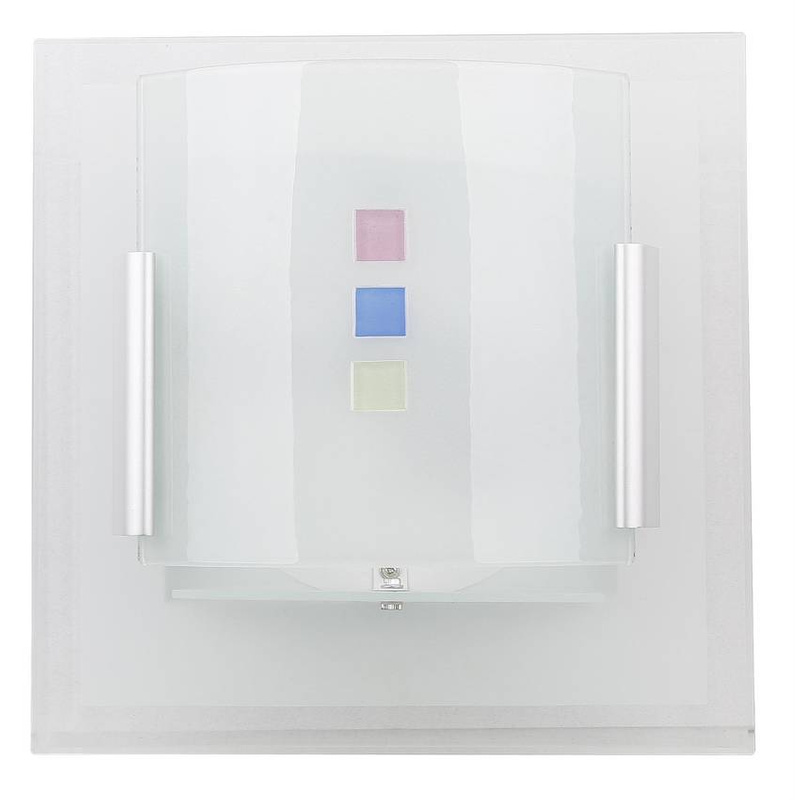 Biały kinkiet szklany ścienny do salonu kwadratowy 1 punkt światła