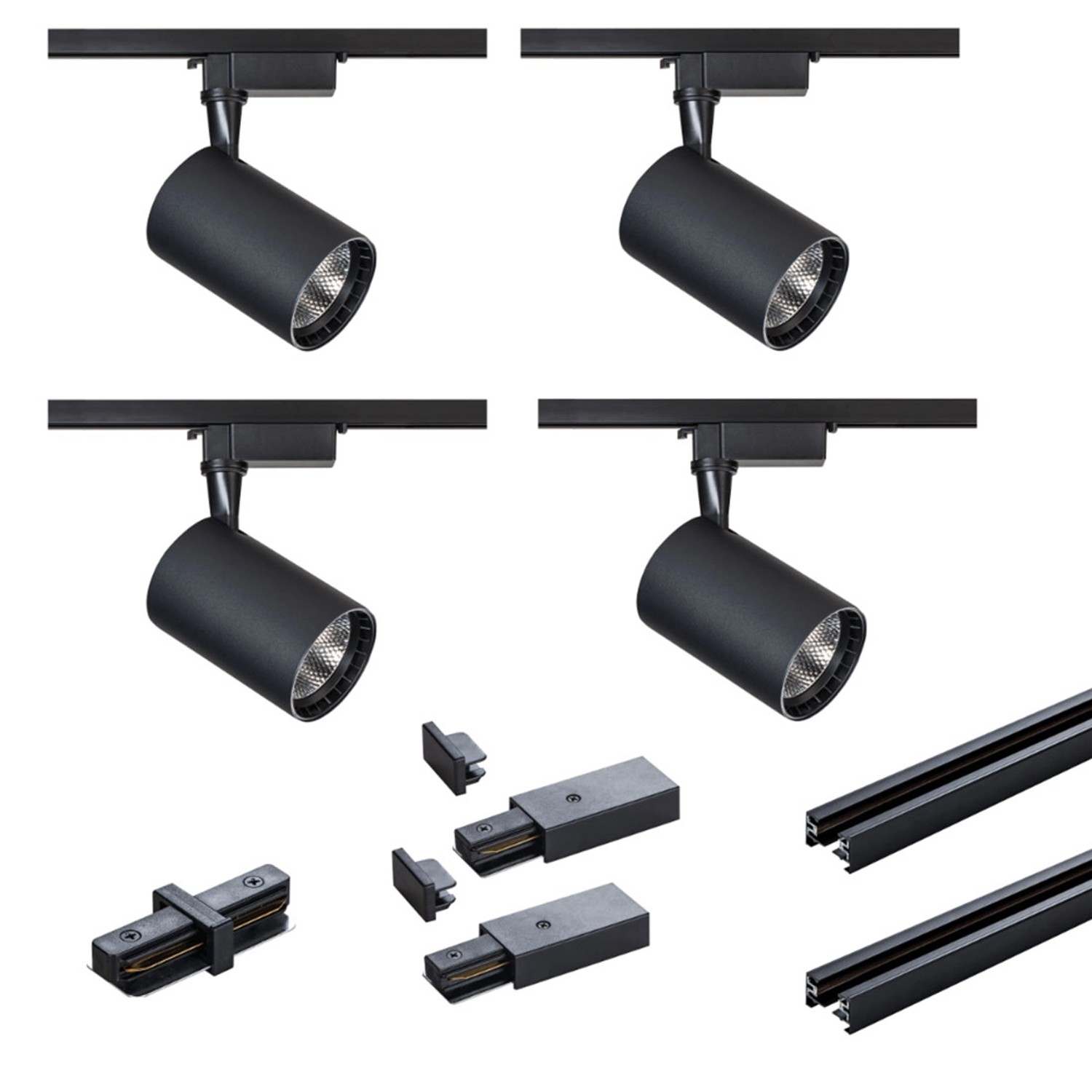 DPM Zestaw systemu szynowego z 4 reflektorami LED czarny 5W 420 lm 4000K X-LINE