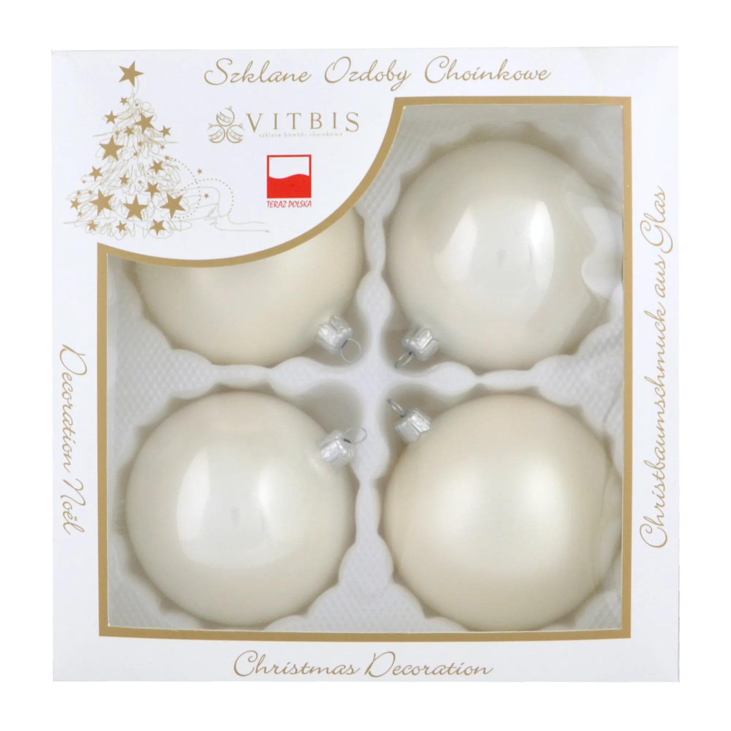 Bombki gładkie w pudełku białe śr. 10 cm - 4 szt.