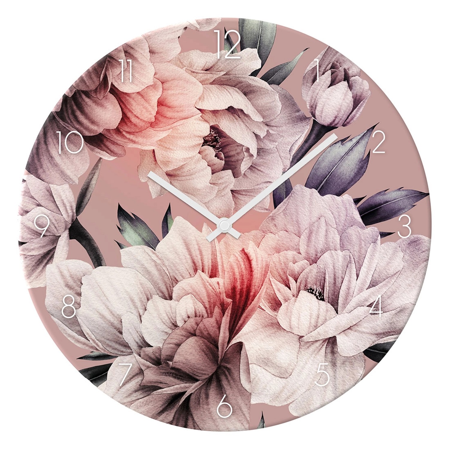 Zegar Glass Clock LIGHT PINK śr. 30 cm