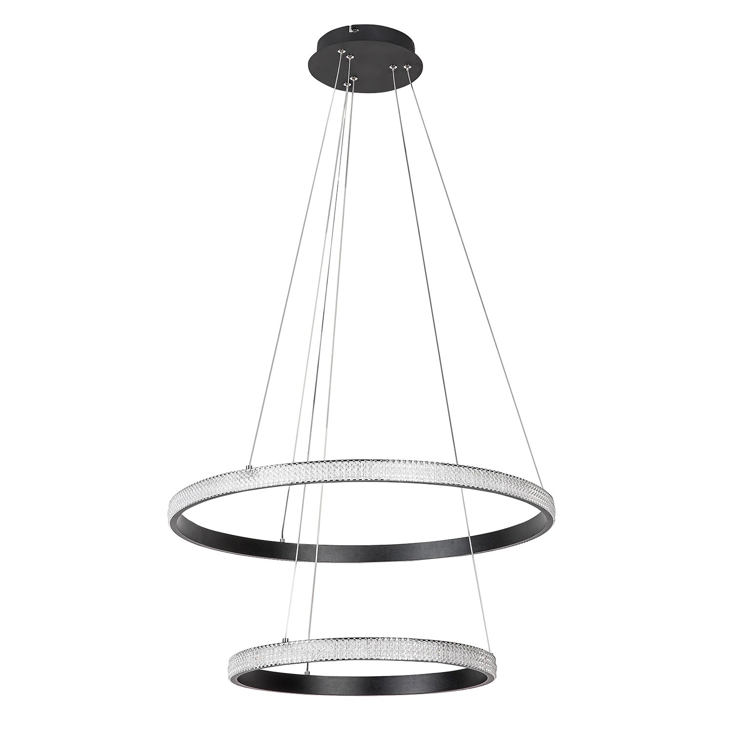 Rabalux Lampa wisząca LED Grete 60W 3000K 3450lm 2-okręgi śr. 60 cm czarna