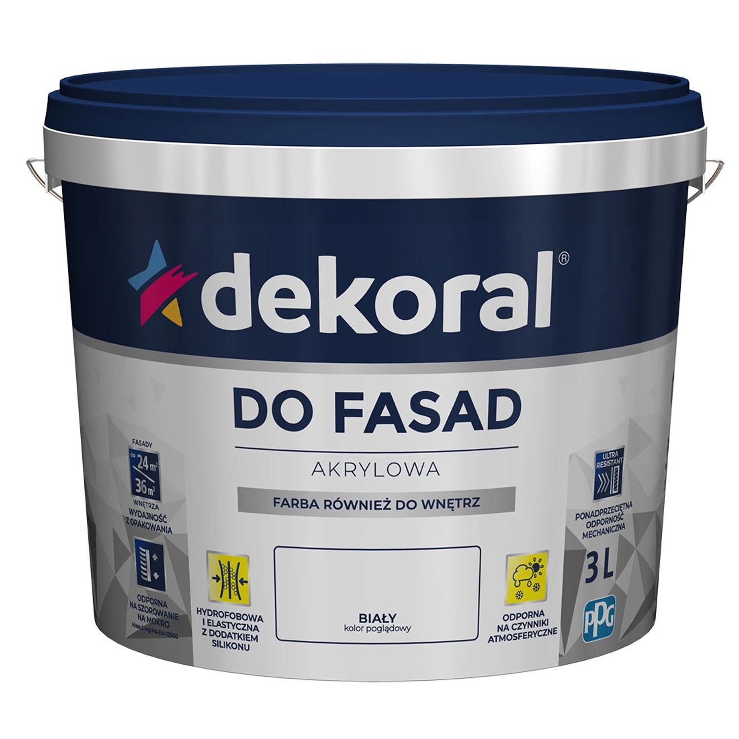 Farba elewacyjna Dekoral Polinit do fasad 3 l biała
