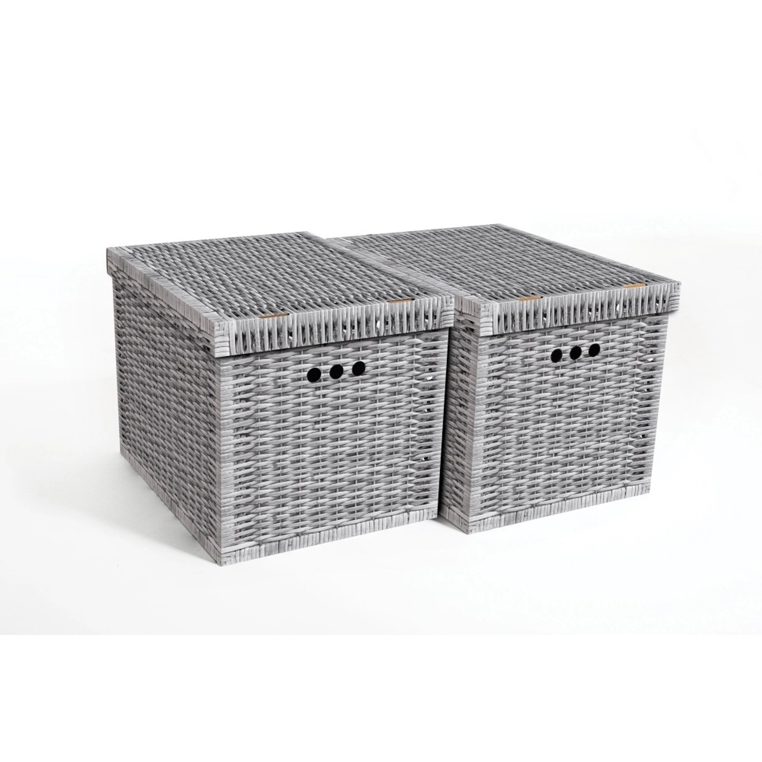 Erkar-Opakowania Pudełka XL Wiklina szare 42 cm x 32 cm x 32 cm