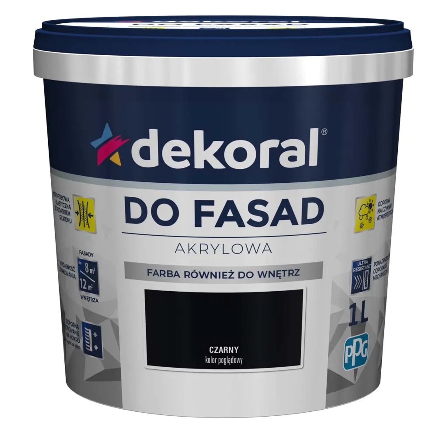 Farba elewacyjna Dekoral Polinit do fasad 1 l czarna