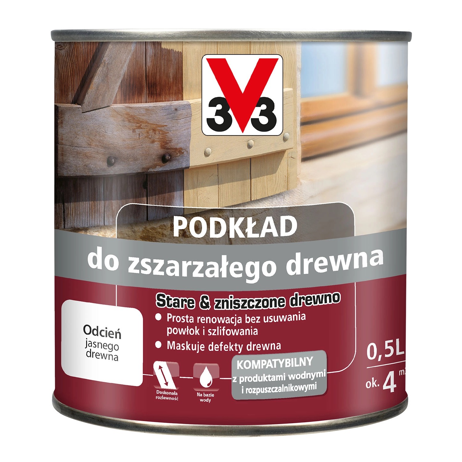 V33 Podkład do zszarzałego drewna 0,5L