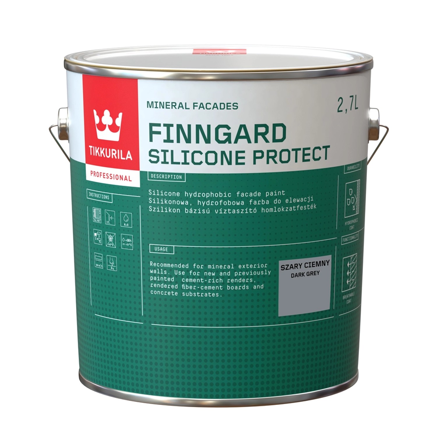 Farba elewacyjna Tikkurila Finngard Silicone Protect 2,7 l ciemny szary