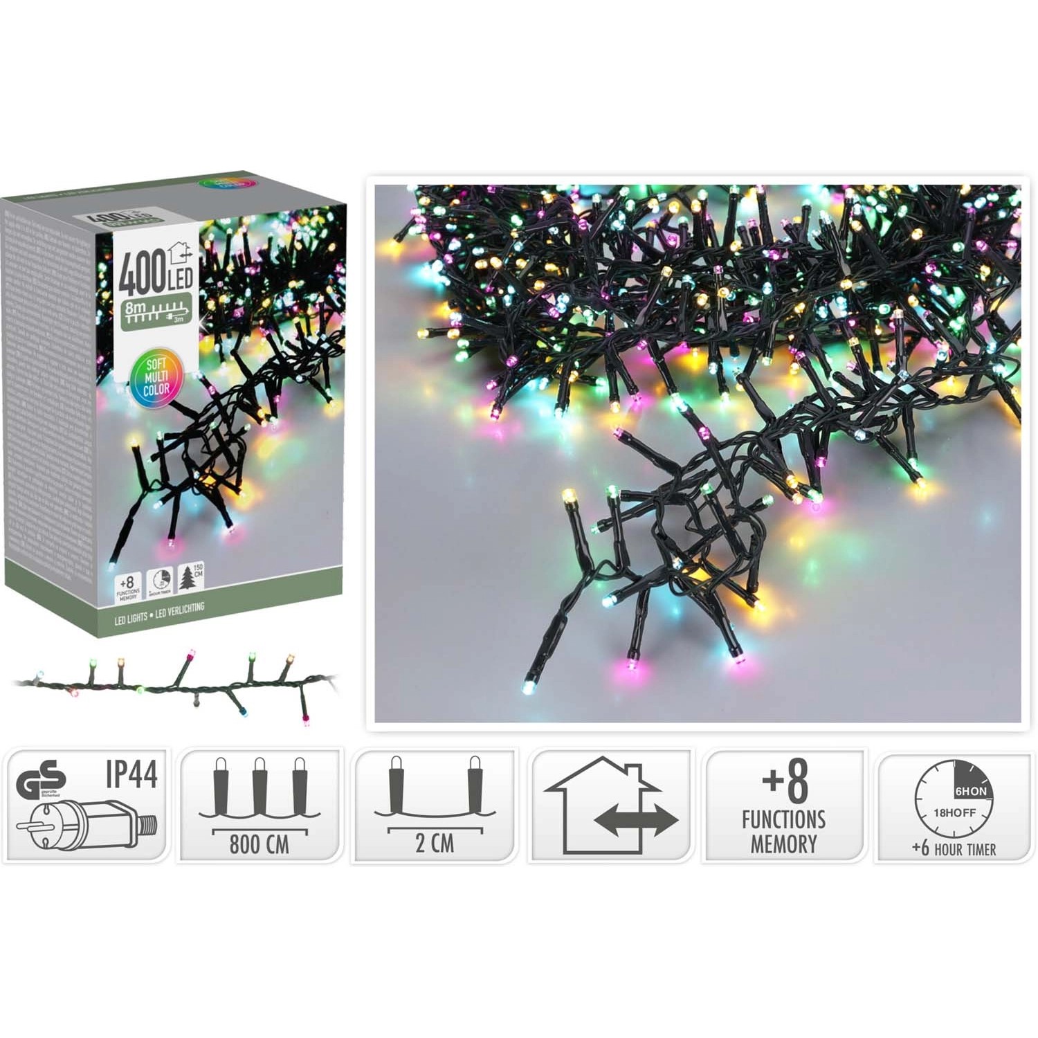 Lampki LED do wnętrz i na zewnątrz 400 LED wielokolorowe