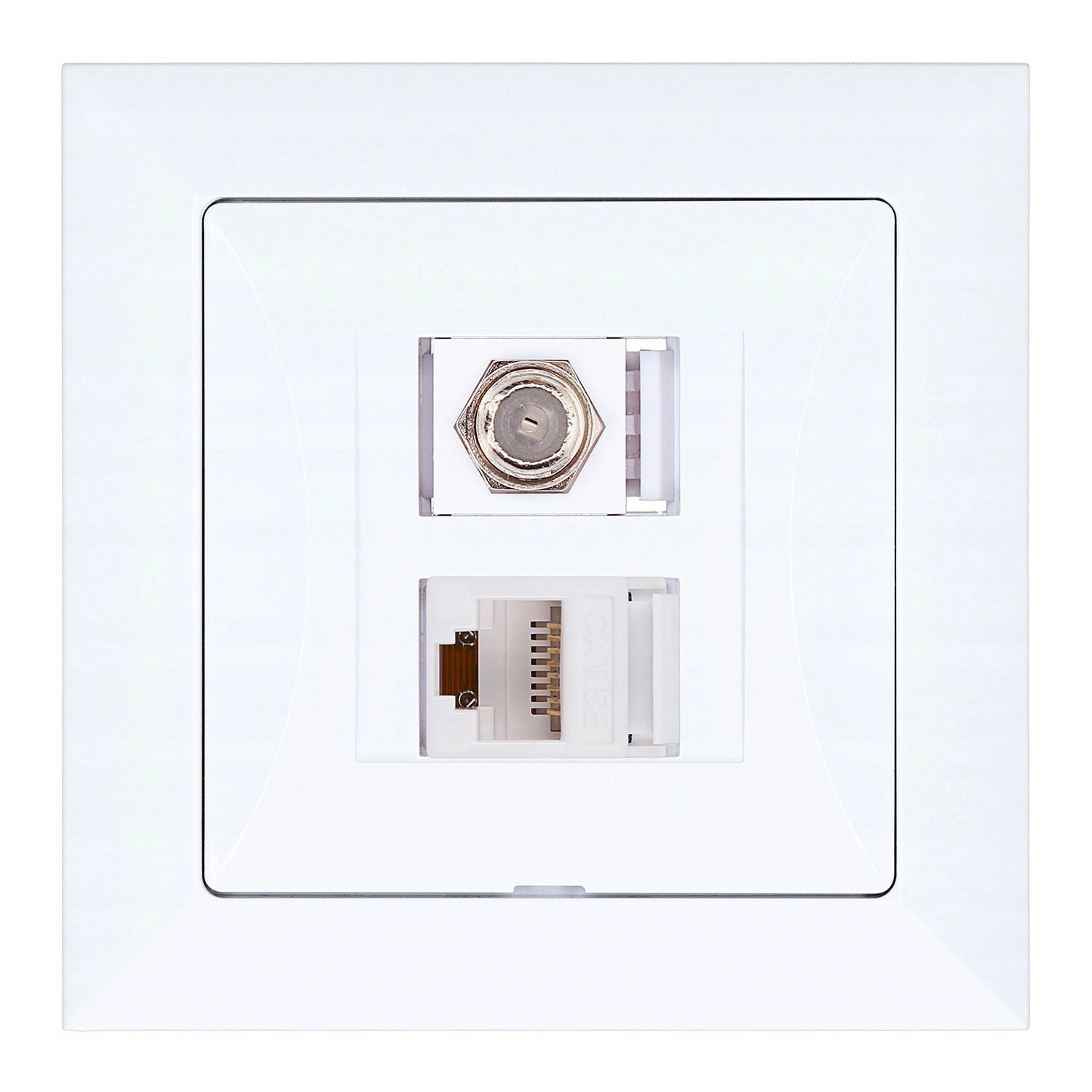 Düwi Gniazdo Pola typu F RJ45 białe