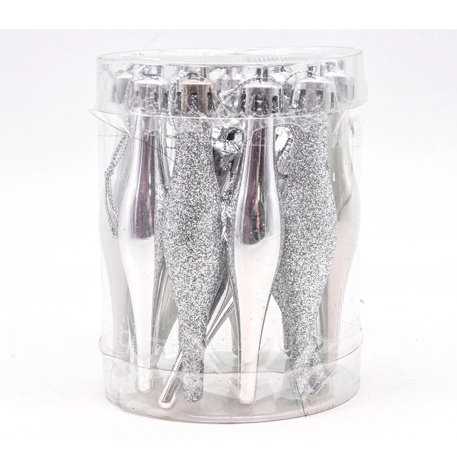 Zawieszka plastikowa sople srebrne 10 cm - 15 szt.