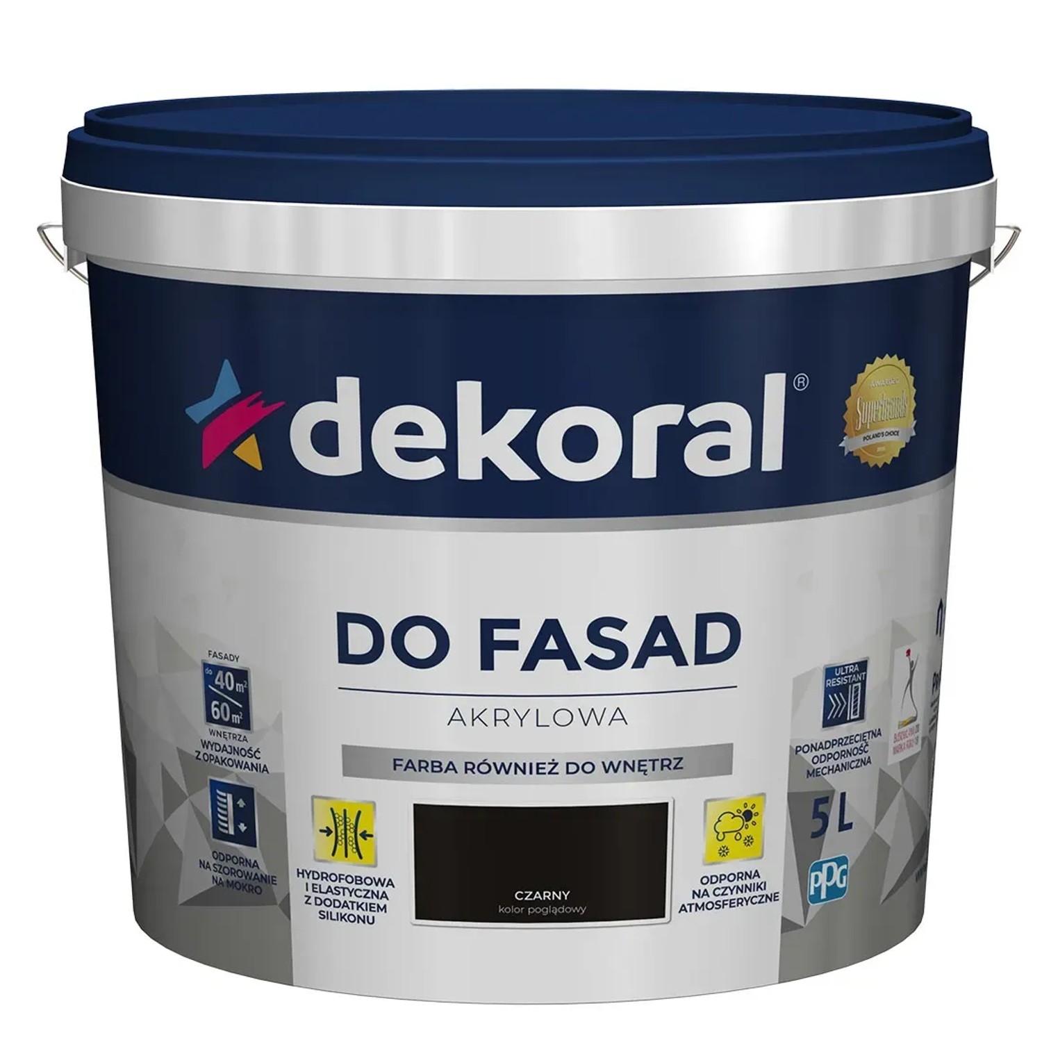 Farba elewacyjna Dekoral Polinit do fasad 5 l czarna