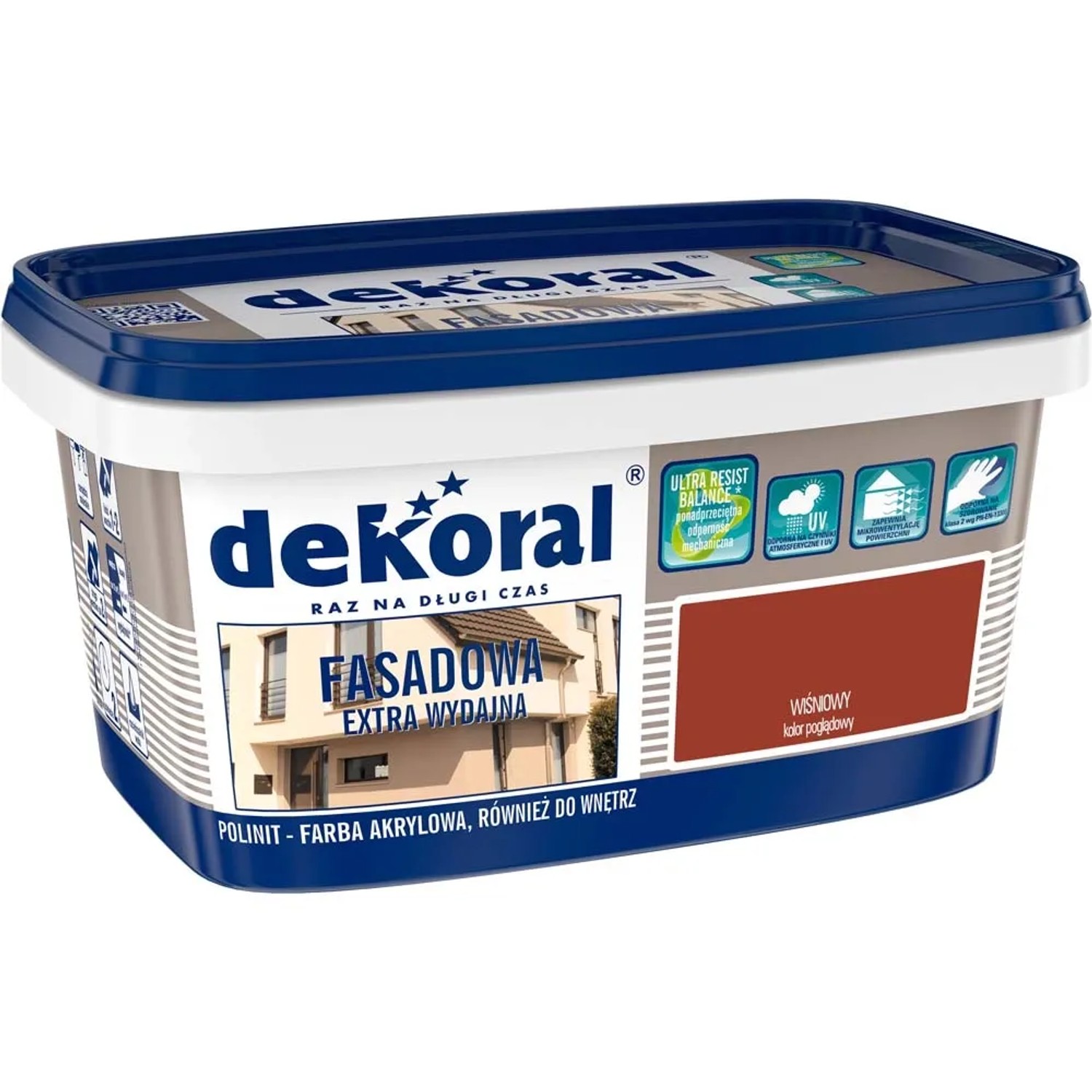 Farba elewacyjna Dekoral Polinit do fasad 1 l wiśniowa