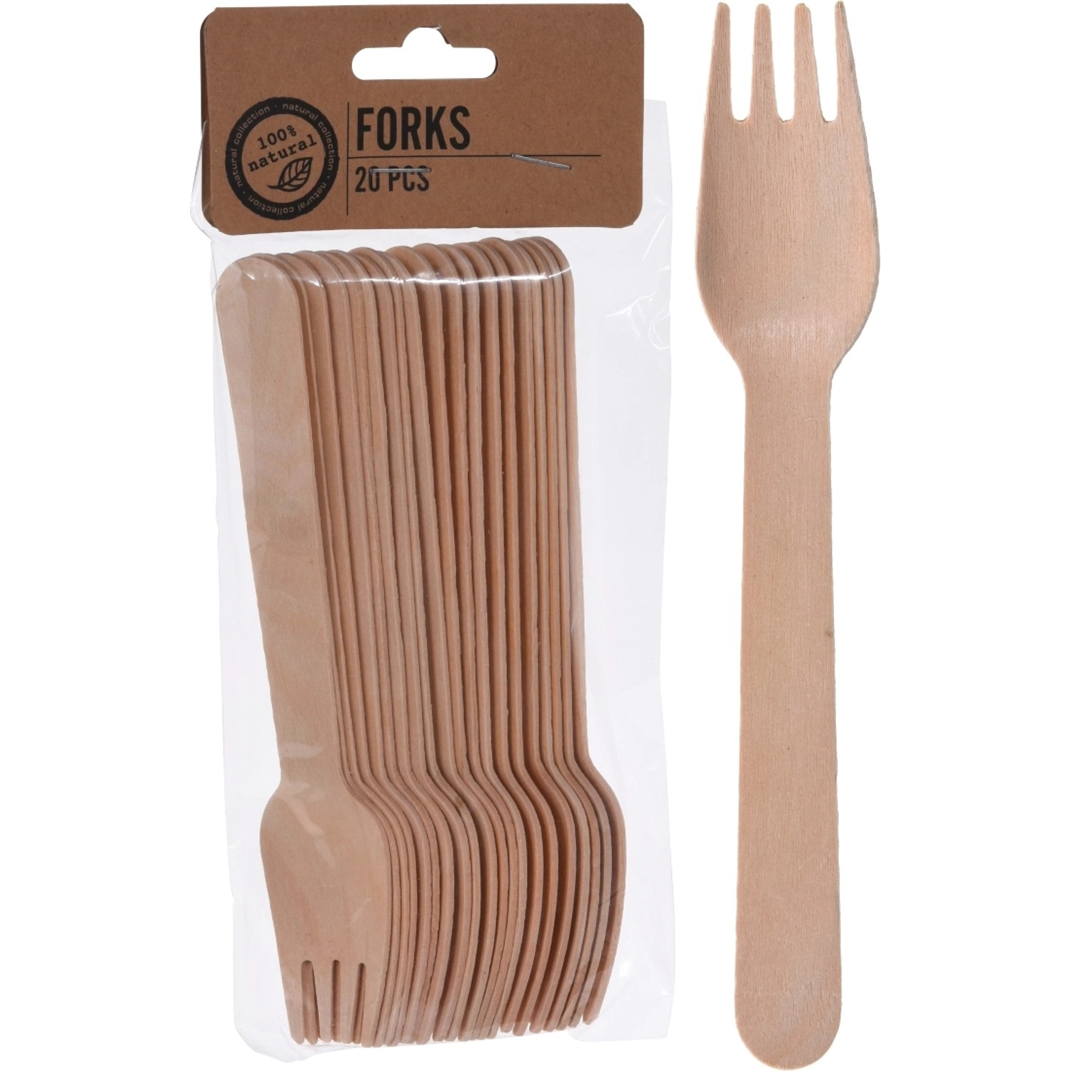 Widelec drewniany 16 cm - 20 sztuk