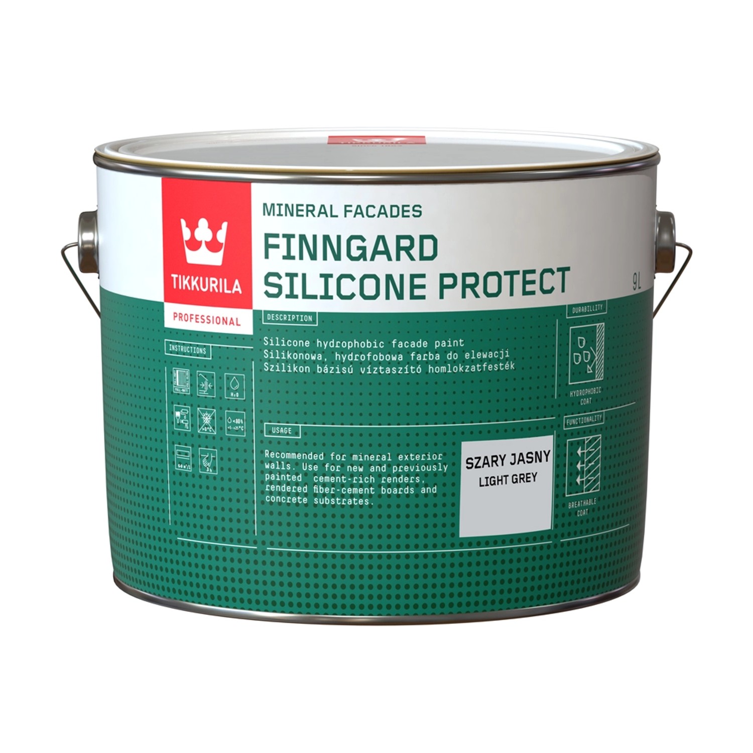 Farba elewacyjna Tikkurila Finngard Silicone Protect 9 l jasny szary