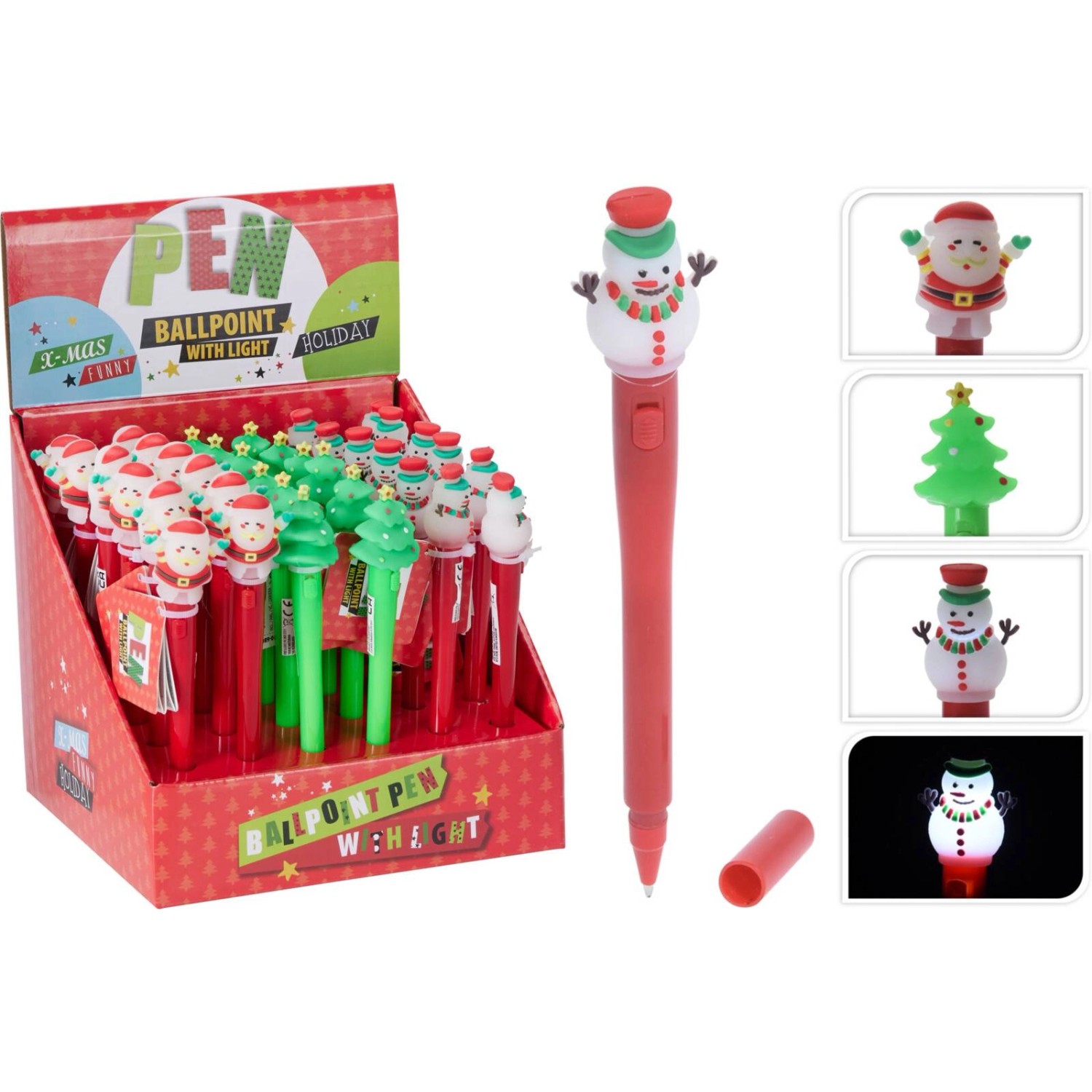 Długopis świąteczny świecący 16,5 cm mix wzorów