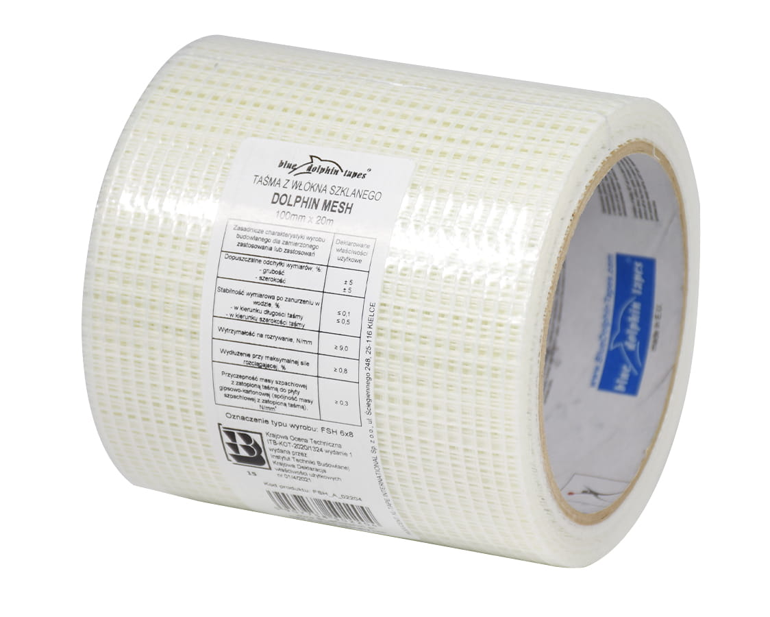 BLUE DOLPHIN TAŚMA Z WŁÓKNA SZKLANEGO Z FIZELINĄ 100 MM 20 MB