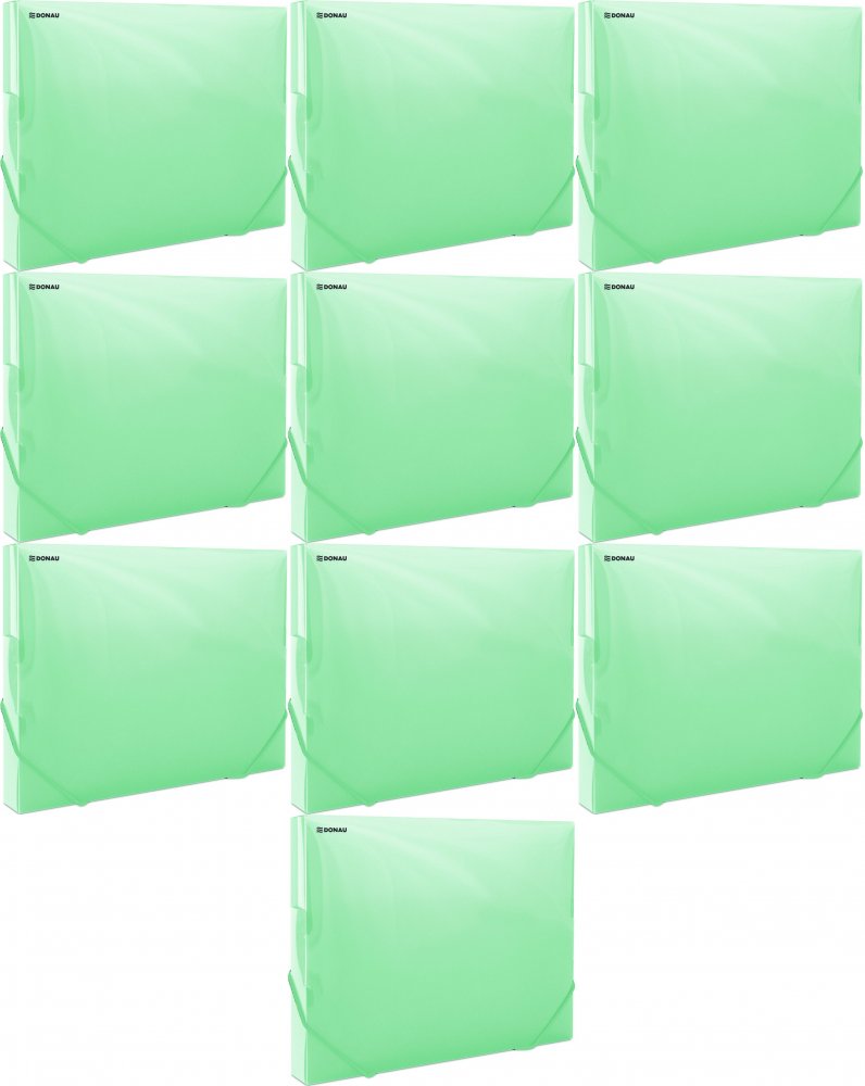 10x Teczka plastikowa z gumką poszerzana Donau, A4, 700μm, 300 kartek, zielony
