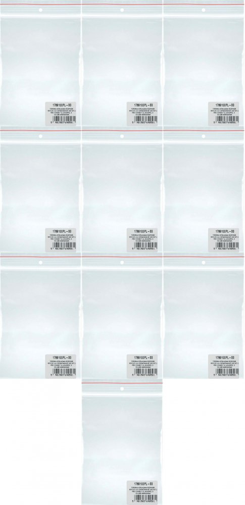 10x Woreczki strunowe Donau, 80x120mm, 100 sztuk, bezbarwny
