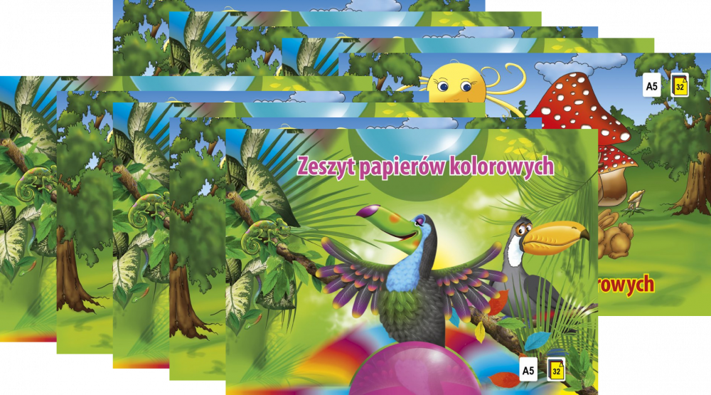 10x Zeszyt papierów kolorowych Kreska, A5, 32 kartki, mix kolorów