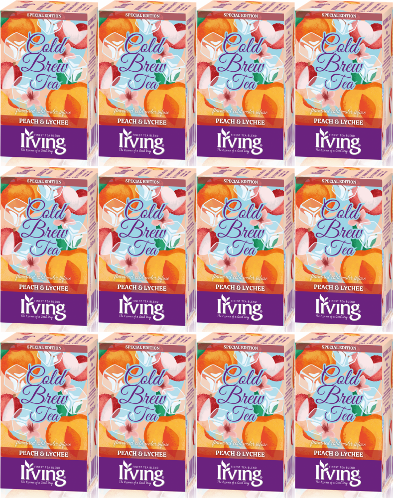 12x Herbata owocowo-ziołowa w kopertach Irving Cold Brew Tea, na zimno, brzoskwinia i liczi, 20 sztuk x 1.8g