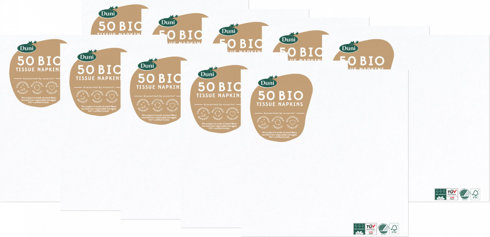 10x Serwetki gastronomiczne Duni Napkins, trzywarstwowe, 33x33cm, 50 sztuk, biały