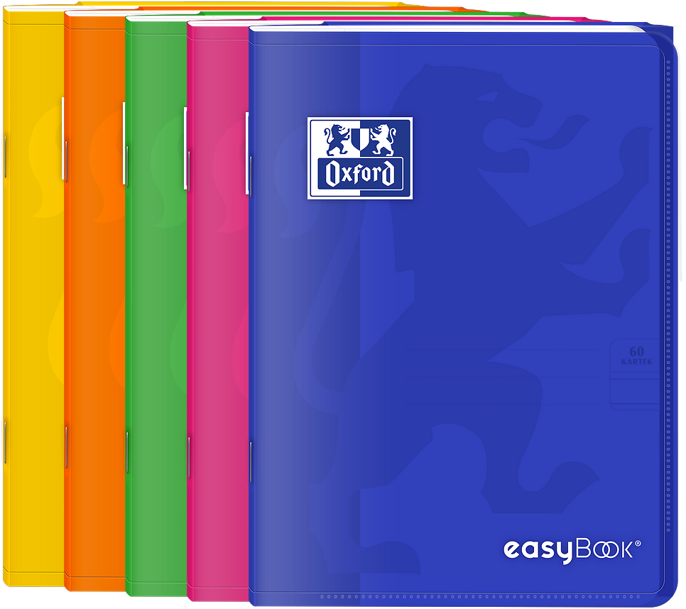 5x Zeszyt w linie Oxford easyBook, A5, 60 kartek, mix kolorów