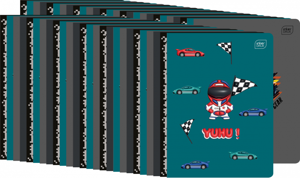 100x Zeszyt w kratkę Interdruk UV Boys, A5, 16 kartek, mix wzorów